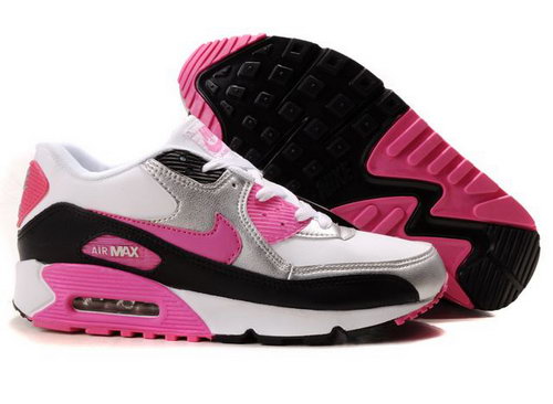 Nike Air Max 90 Womenss Shoes Wholesalewhite Silver Black Pink Low Cost